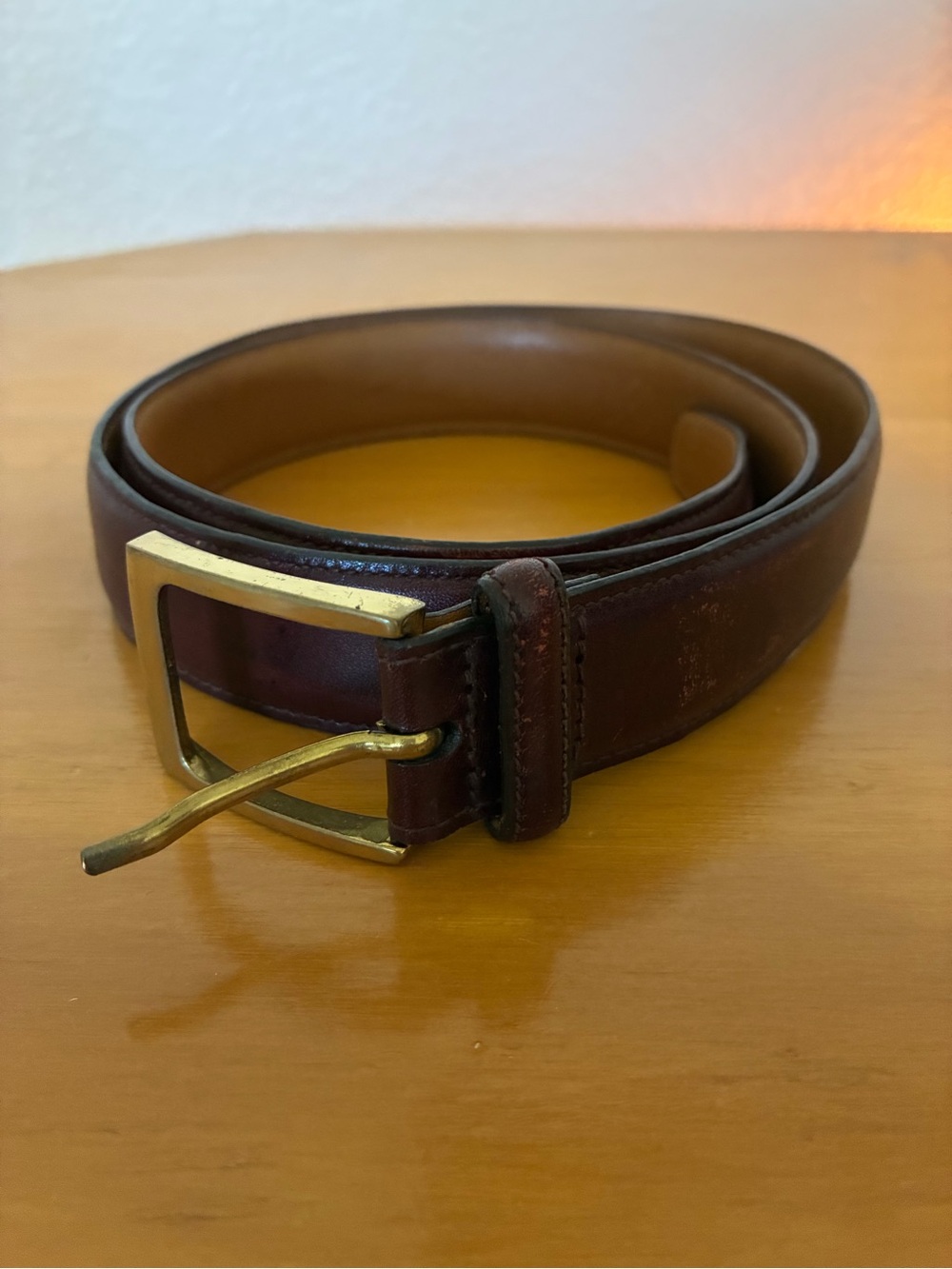 Trafalgar cortina Men's Leather Belt with Brass Buckle